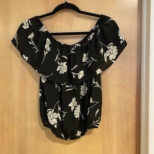 Black floral off the shoulder blouse size large